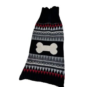 Simply Dog Fair‎ Isle Bone Dog Sweater Black Red Grey Size M
